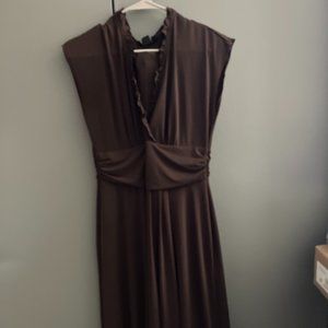 Sleeveless, mid length brown dress.  Size Medium